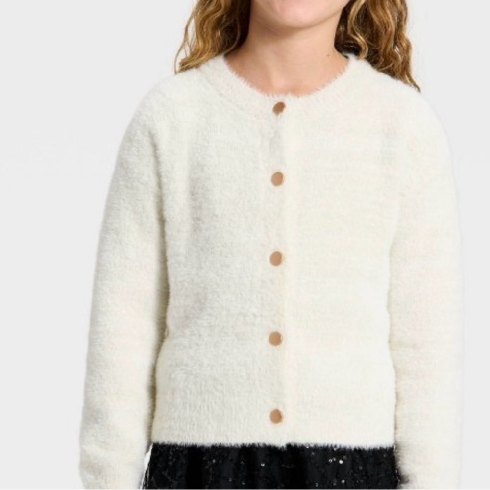 NWOT, Cat & Jack, girls fuzzy cream sweater, size XL